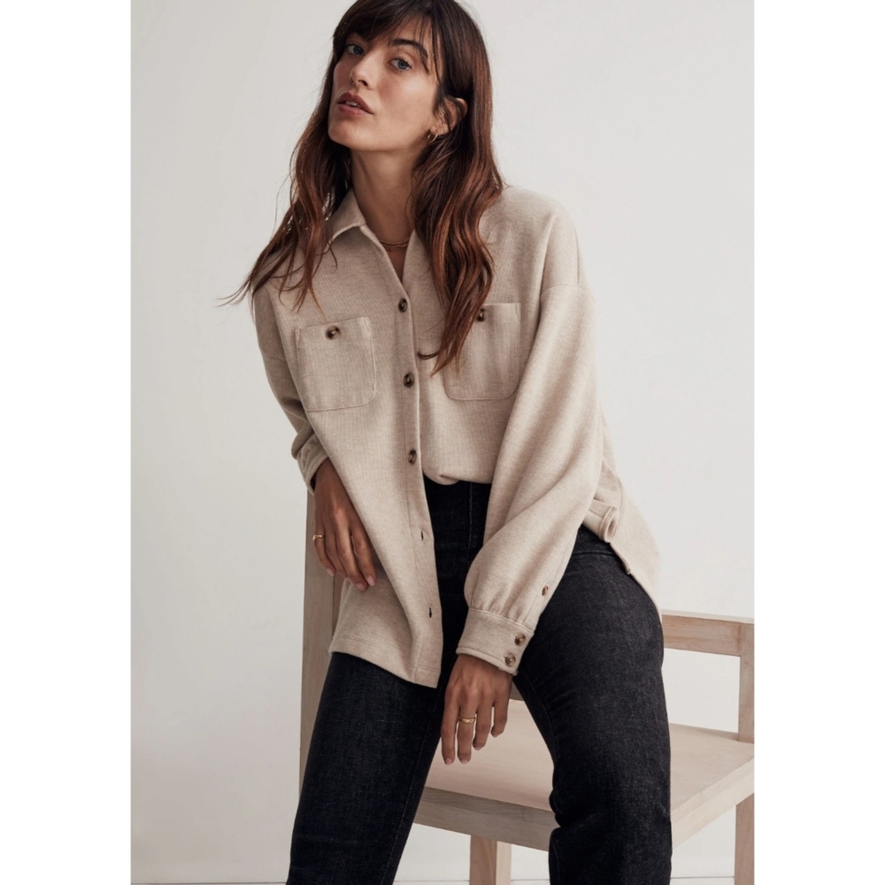 Madewell | Double-Faced Shirt-Jacket In Heather Sandalwood Size Small NG565